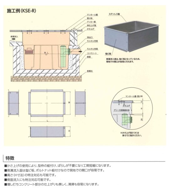 画像2: KSE-R-190　300H ホーコス　グリーストラップ　かさ上げ　1060×460　GFC-190ET用　ステンレス製 (2)