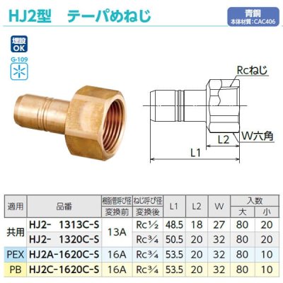 画像2: HJ2　オンダ製作所　テーパーめねじ  青銅製　ダブルロックジョイント　共用 (2)
