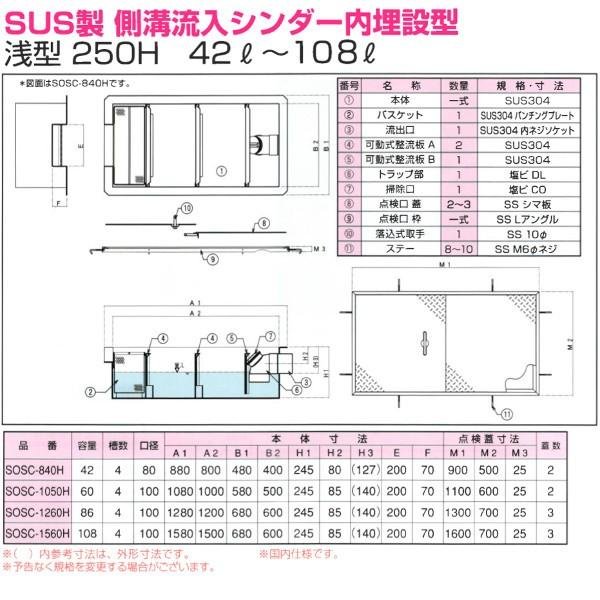 画像2: SOSC-840H　蓋付【プレパイ工業株式会社】SUS製　浅型250Ｈ　42?　 (2)