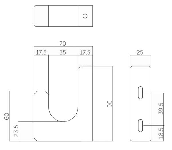 画像2: MK 丸喜金属 W-3500 ブラックウッド 暖簾掛け（2個1組） 木製 のれん受け ブラケット 天然木 取付ネジ付 (2)