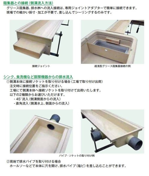 画像2: 【ホーコス】排水側溝　らくピット　URP2400JEK  ポリカ樹脂ピット蓋付 (2)