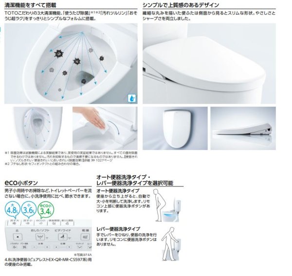画像2: TCF4744AK#NW1 TOTO アプリコット F4A  ホワイト (洗浄ユニット付)  (2)