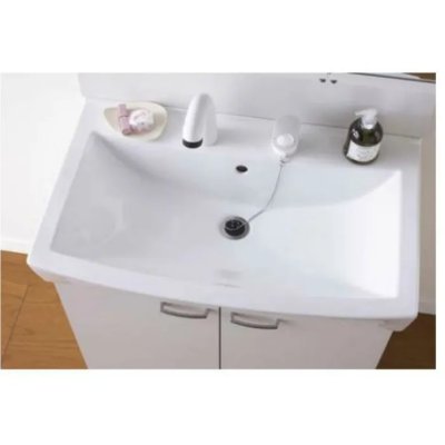 画像2: LU752RSJ-10 BW1+LUM7512SLNS【ジャニス】 リフレスタンド 洗面化粧台セット W750 1面鏡 ショートシャワー水栓 ホワイト (2)