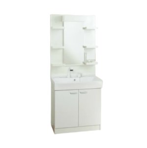 画像1: LU752RSJ-10 BW1+LUM7512SLNS【ジャニス】　リフレスタンド 洗面化粧台セット W750 1面鏡 ショートシャワー水栓 ホワイト (1)