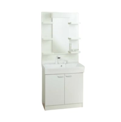 画像1: LU752RSJ-10 BW1+LUM7512SLNS【ジャニス】　リフレスタンド 洗面化粧台セット W750 1面鏡 ショートシャワー水栓 ホワイト (1)