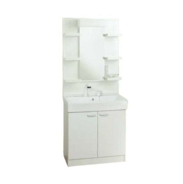 画像1: LU752RSJ-10 BW1+LUM7512SLNS【ジャニス】　リフレスタンド 洗面化粧台セット W750 1面鏡 ショートシャワー水栓 ホワイト (1)