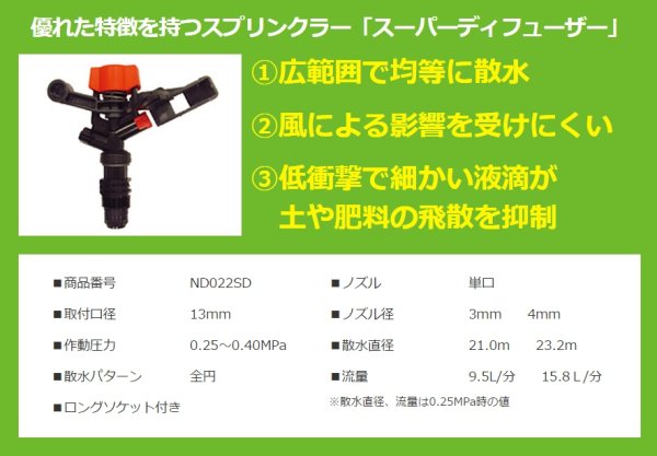 画像3: サンホープ 散水用スーパーディフューザー ホースセット 25mm 農業資材 かん水資材 ND022SD-3 / HSS025 (3)