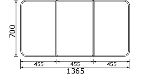 画像1: 【PANASONIC】風呂フタ(長辺1365ミリ×短辺700ミリ:組みフタ:長方形:3枚:切り欠きなし) RL91042STC (1)