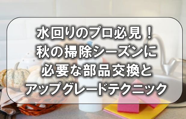 水回りのプロ必見！秋の掃除シーズンに必要な部品交換とアップグレードテクニック