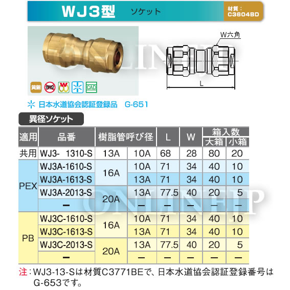 購入クーポン ダブルロックジョイント WJ3型 同径ソケット「WJ3C-20-S