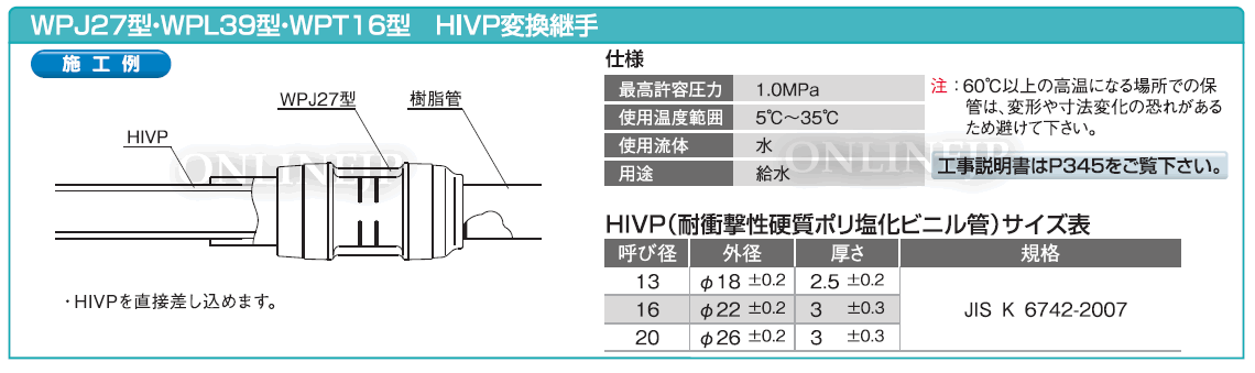 【SALE／68%OFF】 オンダ製作所 ダブルロックジョイント WPJ27型 HIVP変換アダプター L105.5 大ロット 40台