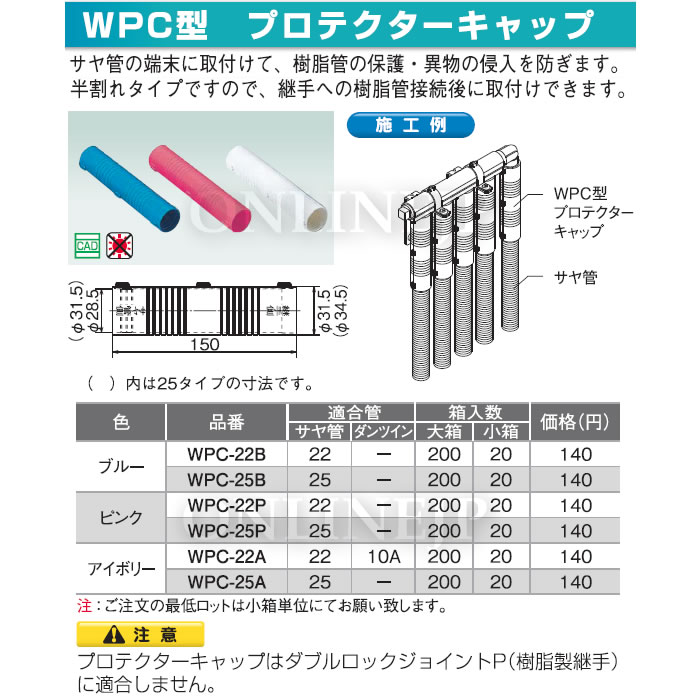 WPC型　プロテクターキャップ　20個 -株式会社オンダ製作所-ダブルロックジョイント