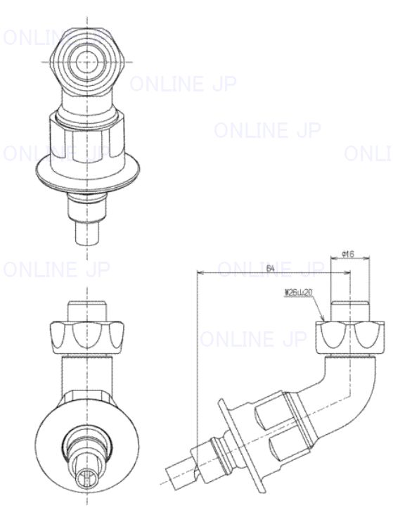 THY276R【TOTO】 洗濯機用水栓継手（止水弁付）のことならONLINE JP（オンライン）