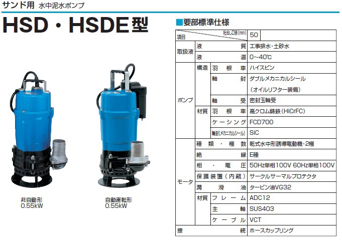 HSD2.55S【ツルミポンプ】 水中ポンプ サンド用 水中泥水ポンプのこと