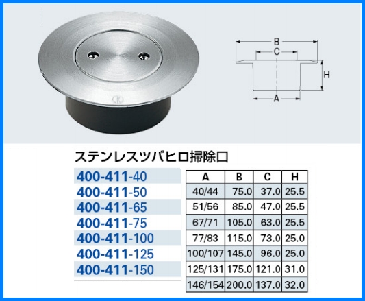 株式会社カクダイ】 ステンレスツバヒロ掃除口 400-411のことなら