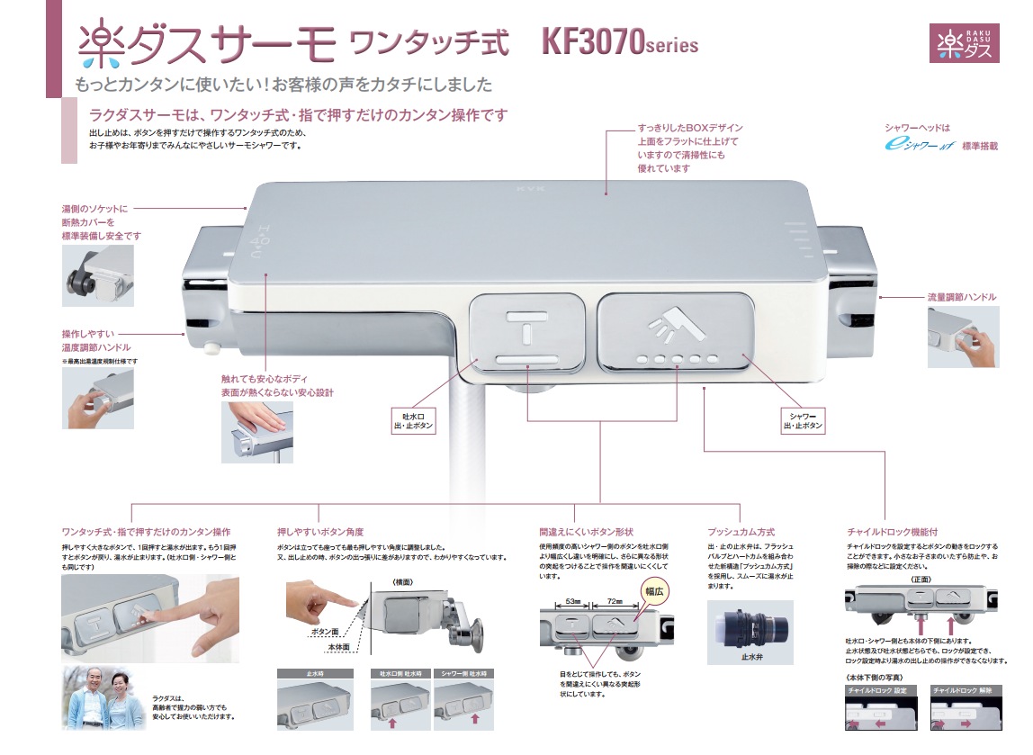KF3070【KVK】ラクダスサーモスタット式シャワーのことならONLINE JP 