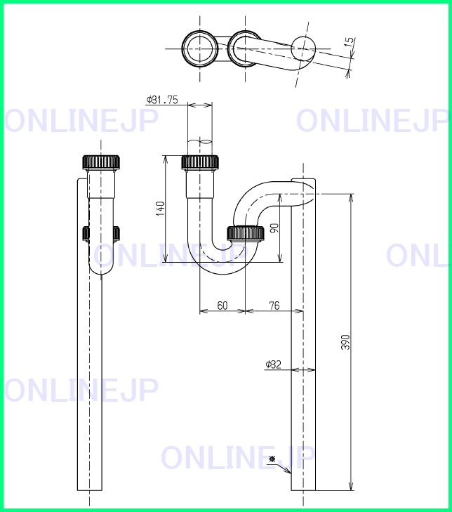 T7W54 Sトラップ（32mm）【TOTO】のことならONLINE JP（オンライン）