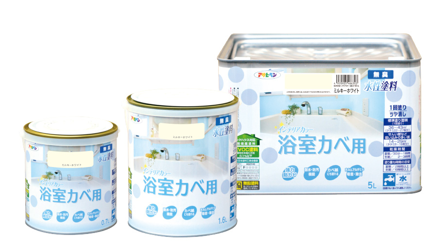 ＮＥＷ水性インテリアカラー 浴室カベ用　1.6L【アサヒペン】