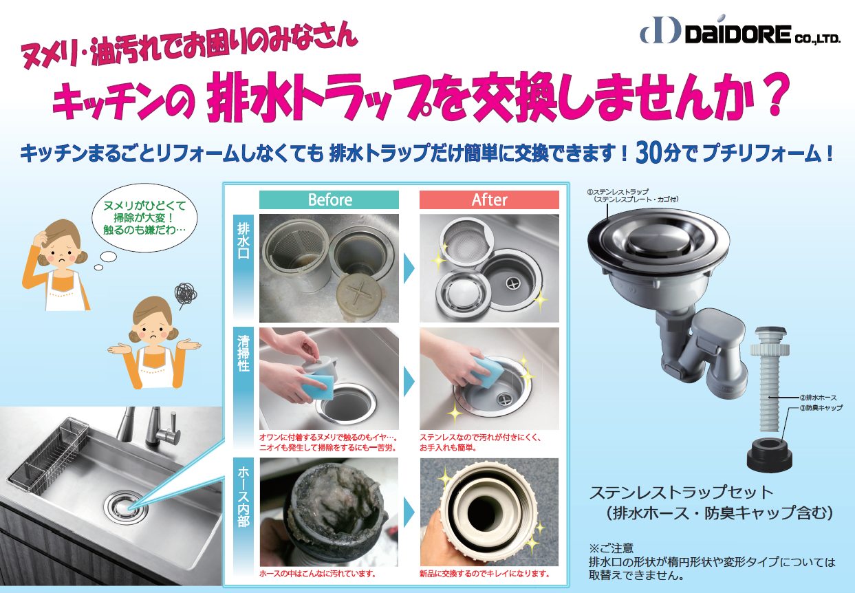DT-M-1 キッチン排水用品 ステンレストラップセット 50x180φ 【ダイドレ】