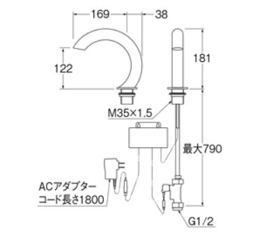 EY5030-13【SANEI】 サーモ付自動洗面混合栓