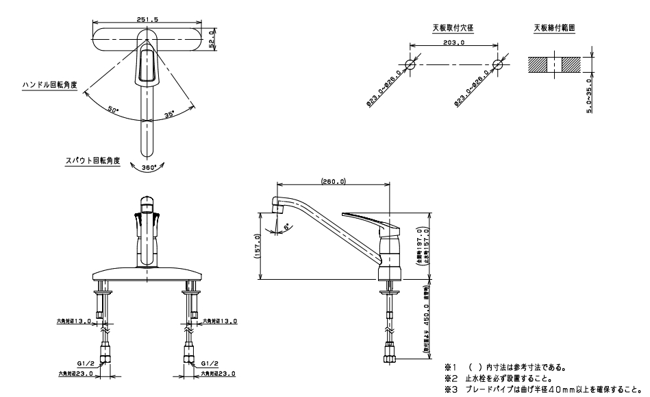 116-110【株式会社カクダイ】 シングルレバー混合栓 取付ピッチ203mm 旧116-108のことならONLINE JP（オンライン）