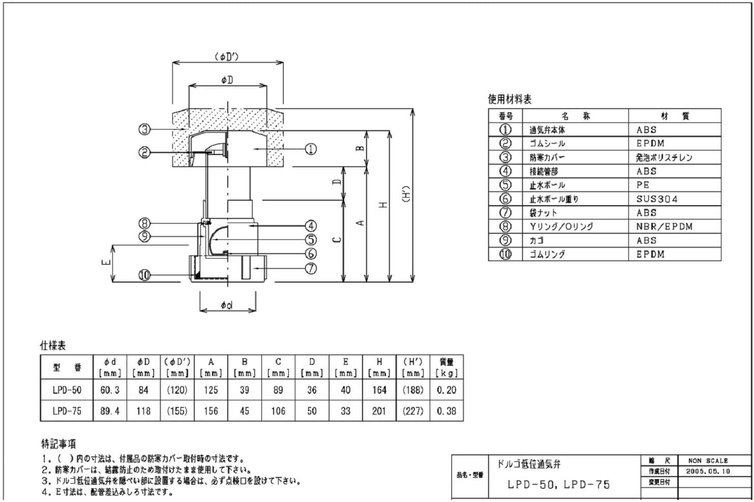 LPD-50 ドルゴ低位通気弁【森永エンジニアリング】 のことなら水道部品