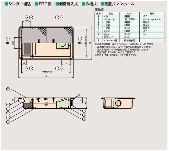 GFRA-N20JE-GFR-N150JE-SUS】-ホーコス 『側溝式』超浅型グリース阻集