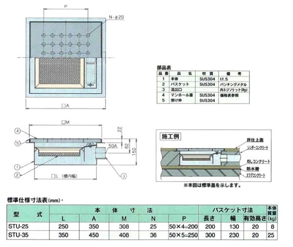 しました ヤフオク! 未使用 ホーコス 厨房用バスケット枡と縞鋼板蓋 