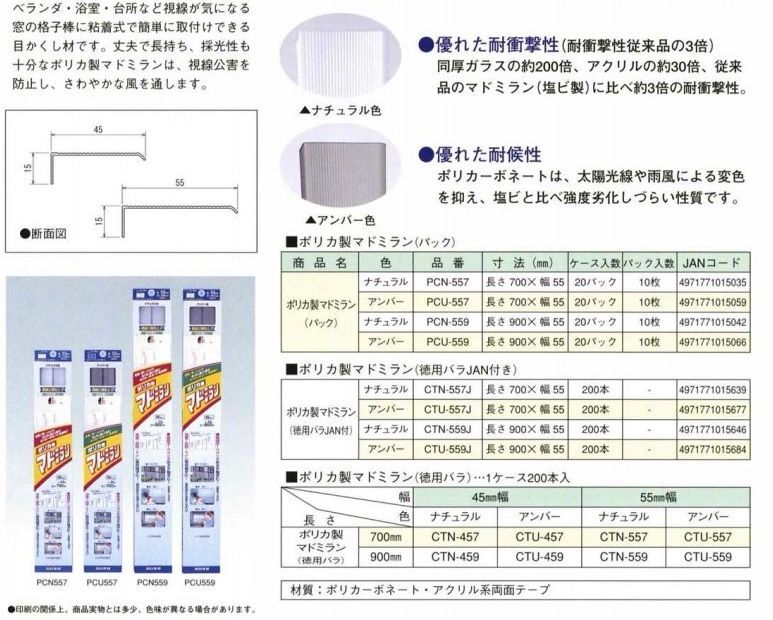 川口技研 防犯対策用品 マドミラン ポリカ製 PCU-557 アンバー 10枚入