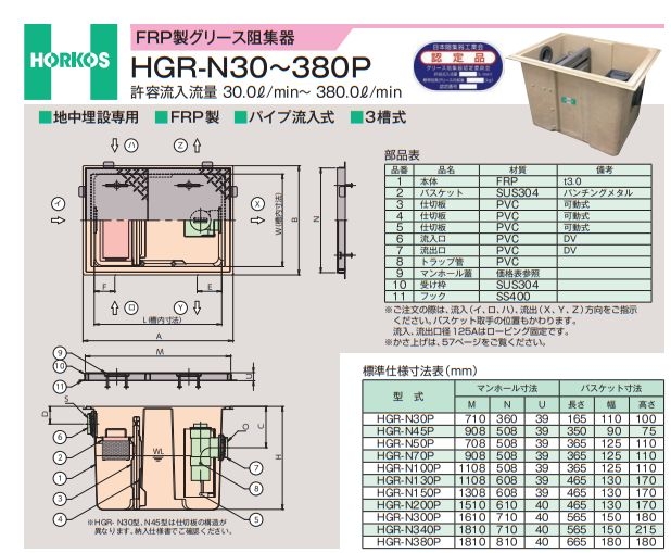HGR-N30〜250P→旧HGR-V30〜250P【ホーコス】ＦＲＰ製 パイプ式 地中 
