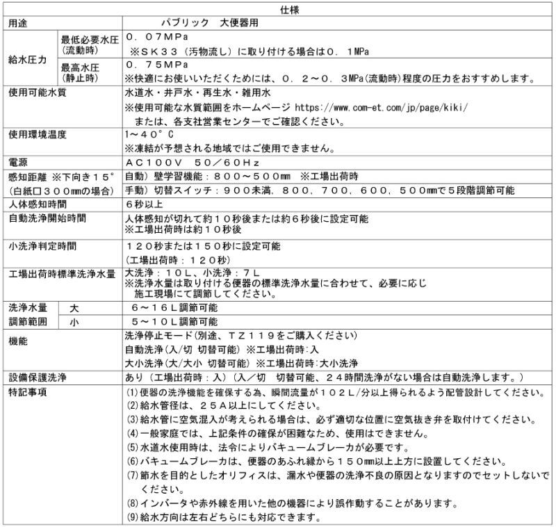 TEFV80UHA 大便器自動フラッシュバルブ（露出、AC100V、人体センサー有