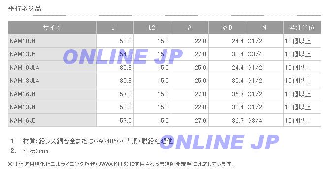 NAM13J4【ブリヂストン】プッシュマスター オスアダプター（平行ネジ