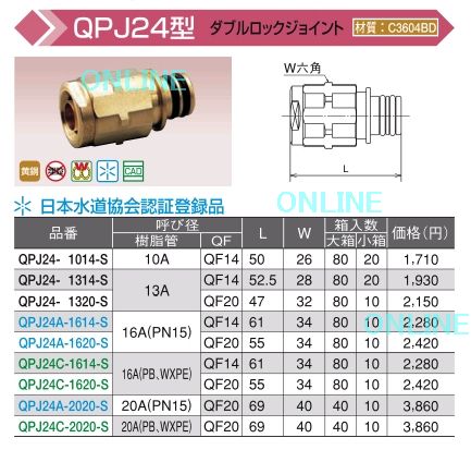 株式会社 オンダ製作所-　ダブルロックジョイント　QPJ24型【QPJ24-1314-S】